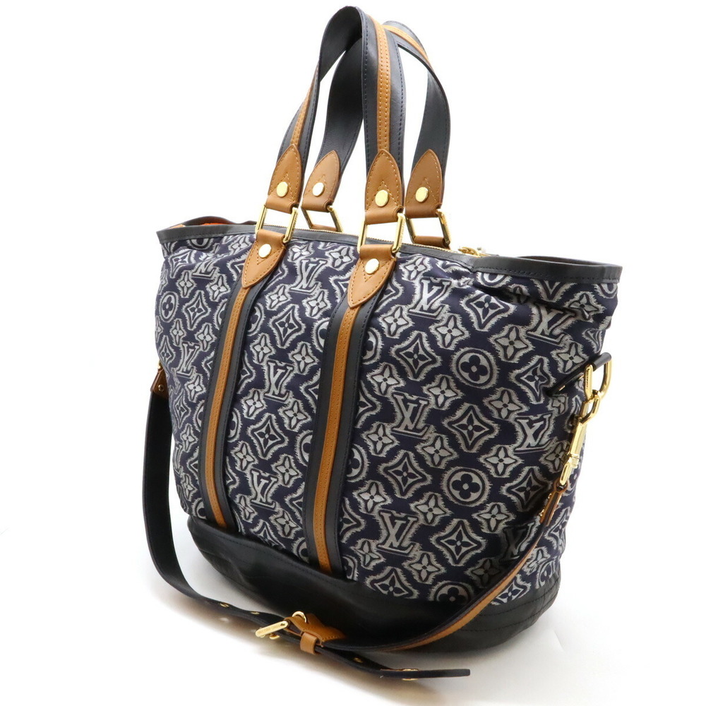 Louis Vuitton Navy Monogram Canvas Shoulder Bag with Tan and Black Trim